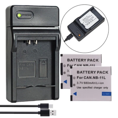 2pack Battery +USB Charger for Canon NB-11L NB11L NB-11LH NB11LH CB-2LD camera