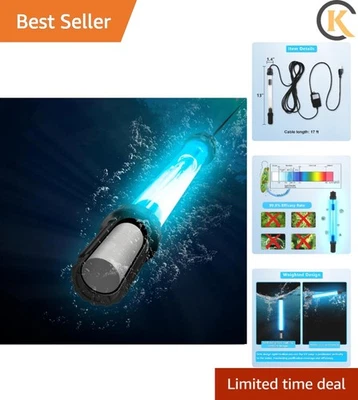18W UV-C Aquarium Light for 100-1000 Gallon Tanks - Fast Algae Elimination