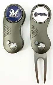 GOLF SWITCHBLADE Milwaukee Brewers DIVOT REPAIR TOOL + Ballmarker Gray