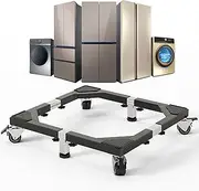 Zsytbyyds All Steel Mobile Base Heavy Duty Furniture Dolly Adjustable Mini Fridge Stand Washing Machine Stand Furniture Dolly for Washer, Refrigerator and Dryer（Black）