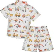[Caihoyu] Baby-boys Toddler Short Sleeve Button Down Shirt Top Shorts Set Toddler Little Boys Outfit Summer Clothes Set