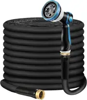Non-Expandable Garden Hose 100Feet, Flexible Water Hose with 10 Function Hose No