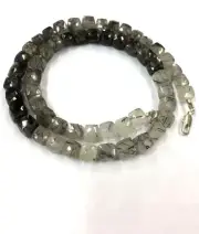 Natural Gemstone Black Rutile Faceted Beads 18" Strand 7-8 mm Cube Shape Beads.