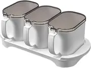 Amosfun 1 Set Spice Jar Compartment Seasoning Storage Box with Clear Lid Multi Function Kitchen Condiment Container Wear Resistant Corrosion Resistant Easy to Clean Capacity