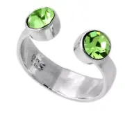 Peridot-colored Crystals (August-Birthstone) Adjustable Toe Ring / Kid's Ring in