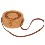 Handmade Sunflower Rattan Bag Vintage Art Beach Diagonal Bag 20X20X8Cm