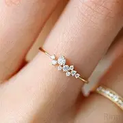 [Taoqiao] wangxiyan Simple 18k Gold Color Rings for Teen Girls Class Heart White Sapphire Studded Eternity Wedding Ring 925 Sterling Silver Engagement Stackable Diamond Rings Women Fashion Jewelry(Rose Gold,6)