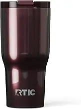 RTIC 30oz Essential Tumbler with Lid, Insulated, Stainless Steel, Metal, Double Wall Vacuum-Insulation, Ceramic Lined, Travel Cup for Iced Coffee, Tea, Hot and Cold Drink, Vintage Rose Metallic