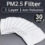 30PCS PM2.5 P2 Face Mask Filter Activated Carbon Anti Pollution Filters Adult