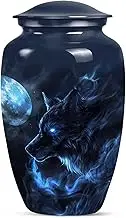 Wolf Urns - Black Urn for Ashes Adult Male & Female 10 Inch - Cremation Urns for Human Ashes - Memorial Funeral for Adult Ashes Men & Women