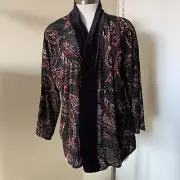 Chico's Venetian Paisley Mandarin Collar Jacket Claret Size 2 (12/14) NWT