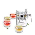 5in1 Tea Set - 300ml Glass Piaoyi Kungfu Teapot + 4pcs Double Wall Glass Cups