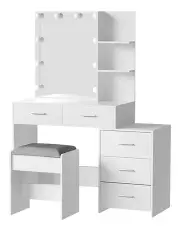 [Artiss] Dale Dressing Table Set Stool 10 LED Bulbs in White