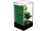 D7-Die Set Dice Gemini Polyhedral Gold-Green/White (7 Dice in Display)