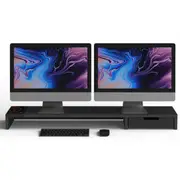 Pout Eyes9 Dual Monitor Stand Raiser Wireless Charging Station Desk Organizer