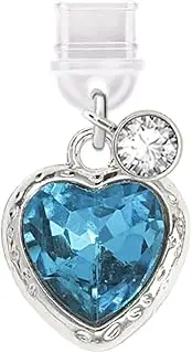 ELISE & FONDA TP641 Type-C Charging Port Anti Dust Plug Little 3D Crystal Love Heart Cell Phone Charm for iPhone 15/16/Samsung/OnePlus/Xiaomi/oppo Android Phones (Blue), approx.1.35 cm (L) x 0.6 cm (D