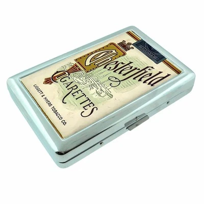 Vintage Classic Chesterfield Calligraphy Metal Silver Cigarette Case