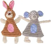 Comtim No Stuffing Dog Toys with Squeaker, Durable Dog chew Toys No Stuffing Squeaky Dog Toys for Small Dogs and Puppies, Rabbit & Elephant