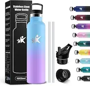KollyKolla 1 Litre Insulated Water Bottle, BPA Free Water Bottle, Stainless Steel Water Bottle with Straw, Leak Proof, Reusable, Water Bottles for Office, Sports, Cycling, Work