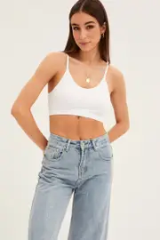 White Top Sleeveless Seamless - Size XS, Women's Singlet