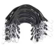 50 Pack 9" Natural Rubber Bungee Straps for Tarps with Crimped Hooks