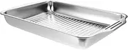 ibasenice Stainless Steel Rectangular Roasting Dish Multi Use Grilling Pan for Seafood Durable Dinner Plate for Oven Induction Cookers Lightweight Baking Tray