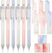 15 Pcs Cherry Mechanical Pencil Set Include 6 Pcs Japanese Kawaii Automatic Drafting Pencil with 6 Tubes Pencil Refill and 3 Pcs Cute Cherry Erasers for Sketching Architecture Drawing (0.5 mm)