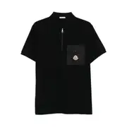 [Moncler] Moncler Half-zip Patch-pocket Polo Shirt S BLACK