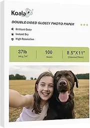 Koala Double Sided Glossy Inkjet Brochure Paper 8.5X11 Inches Thin 37lb 140gsm 100 sheets for Inkjet Printer Dye Ink for Photo Flyer Calendar Magazine Printing