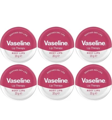 6 X Vaseline Lip Therapy Rosy Lips Tin 20g (Pack Of 6) - new