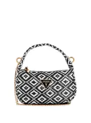 GUESS Women's Black Rianee Mini Hobo Raffia Bag