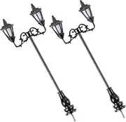 Homoyoyo 2pcs Micro Landscape Garden Mini Outdoor Decor Outdoor Table Decor Street Light Room Decor for Bedroom Lamp Model Lamppost Model Black Stainless Steel Plus Abs