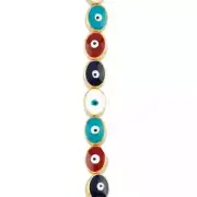 Multicolor & Gold Evil Eye Oval Beads, 9mm by Bead Landing™ 14pc