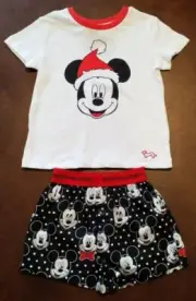 PETER ALEXANDER PJS XMAS Boy/Girl Mickey Set Shorts Top Size 2/8/10 BNWT Pyjama