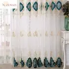 Green Tulle Sheer Curtains for Living Room Bedroom Luxury Window Screen Drape