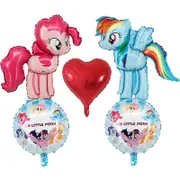 5pcs Pony Horse Foil Balloon Set - Girls Birthday Party Decorations