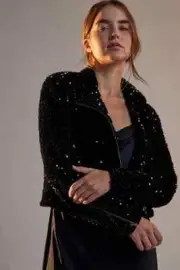 NWT ANTHROPOLOGIE MALONE SEQUINNED JACKET- SIZE XS
