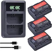 HOMERW 2280mAh NP-FZ100 Battery + Dual USB Charger Compatible with Sony Cameras - A9, A7R III, A7 III, A6600, BC-QZ1(3 Battery 1 Charger)