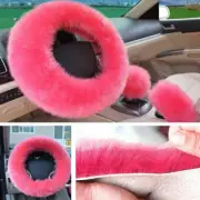 1Set Pink Furry Car Steering Wheel Cover + Shifter Cover + Parking Brake Cover (for: Volkswagen)