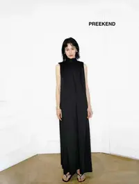 在飛比找Yahoo!奇摩拍賣優惠-Preekend 黑色無袖背心氣質H型連身裙1986