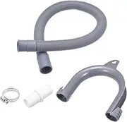 sourcing map Washing Machine Drain Hose Extension Kits 1.97ft Gray for Washing Machine with Extension Adapter, U-Bend Hose Holder, 2 Clamps