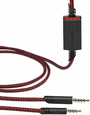 MQDITH 2.0M Replacement Audio Cable Compatible with Astro A40 A40TR Gaming Headset, Inline Mute Wire and No Volume Control Cord (Nylone Cord, Red/Black)