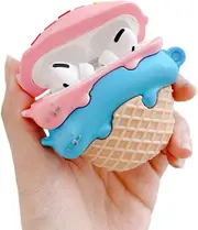 liangnv 3D Cute Kawaii Creative Sleeping Cat Ice Cream Air pods Cover Sweet Tempting Food Wireless Earphone Accessories Soft Silicone Shockproof Prote