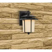 Kenty Exterior Wall Light in Black and Opal Glass