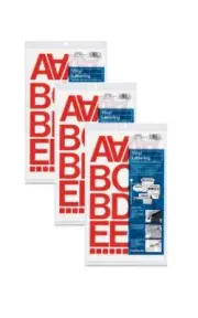 Chartpak 2-inch Red Stick-on Vinyl Letters & Numbers (01052), 3 PACKS