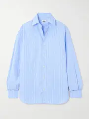 [Sebline] Sebline - Striped Cotton-poplin Shirt - Light blue - x large x large Blue