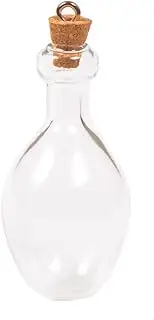 [INNSPIRO] Pendant Glass Round Bottle Transparent with Cork Stopper 25 x 53 mm, 25 x 53 mm, Glass, No Gemstone, 25x53mm., Glass, No Gemstone