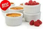 6Pack Progressive Porcelain Stacking Ramekins White Baking Cups for Custard Flan