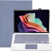 Case with Keyboard for Lenovo Tab P12 12.7 Inch 2023/Pad Pro 12.7 inch 2023, Rechargeable Detachable Wireless Touchpad Keyboard Case with Pen Holder (Purple)