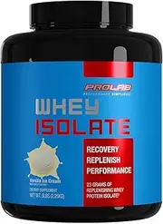 ProLab Whey Isolate-Ultra Pure, Fast Absorbing Premium Grade Protein to Support Lean Muscle growth-23 Grams of Protein per Scoop-Fuels Post Performance Replenishment (Vanilla Ice Cream, 5 LB)